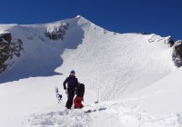 Jean en haut de la première pente du Grand Envers